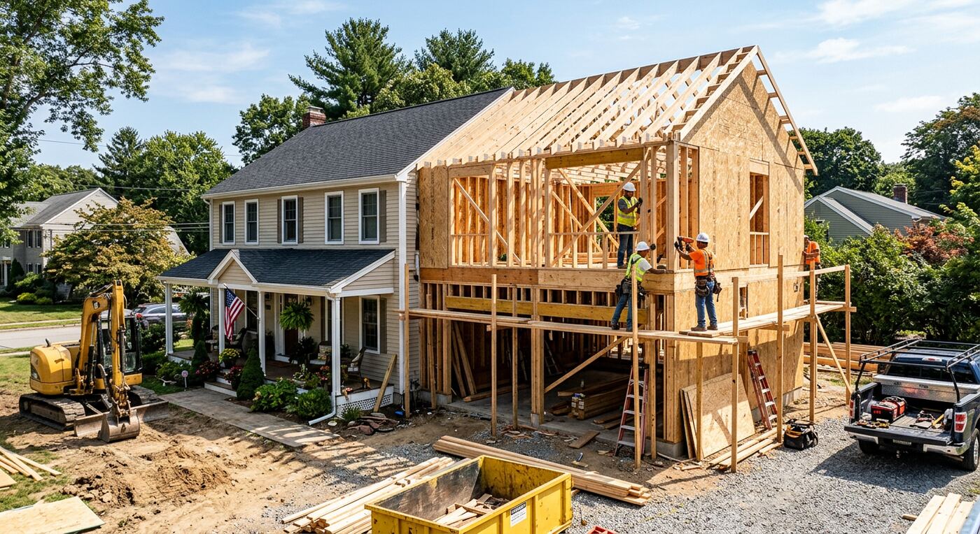 Rear home addition exterior in Houston Texas
