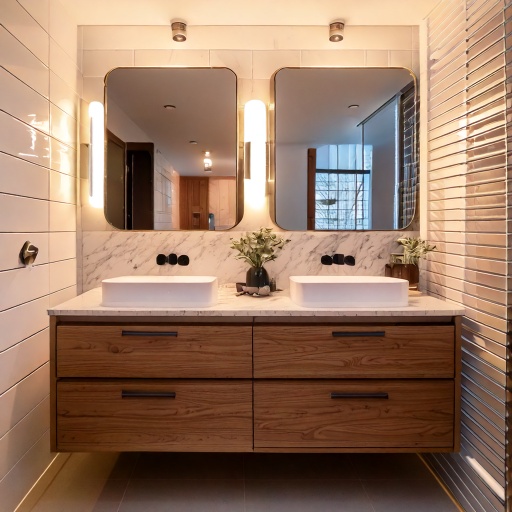 Luxury white primary bathroom renovation
