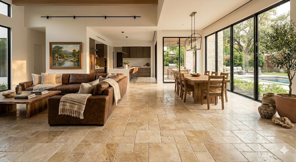 Natural stone floor installation