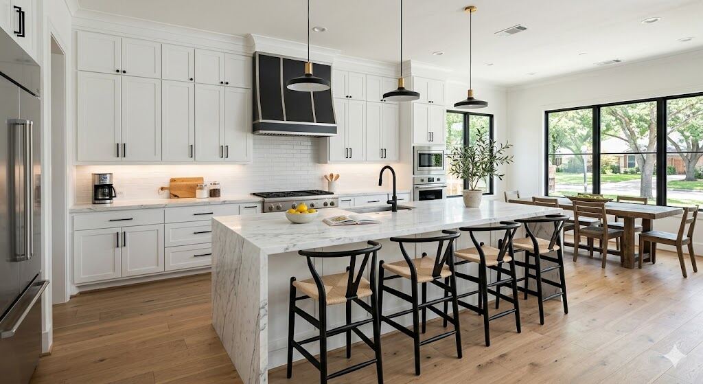 White shaker kitchen with black hardware