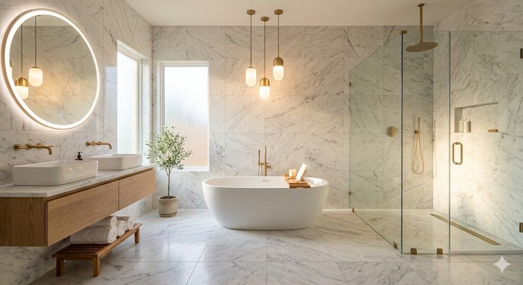 Spa master bathroom renovation with soaking tub